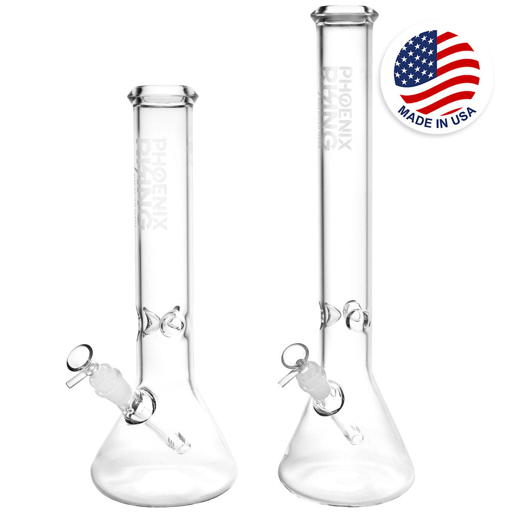 Phoenix Rising Basic Beaker Water Pipe, 14mm Female Joint, Borosilicate Glass, Front View