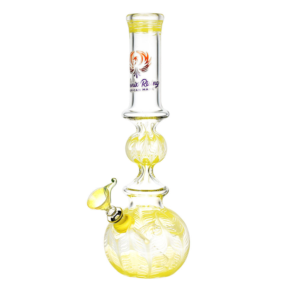 Phoenix Rising Bubble Ball Water Pipe in Borosilicate Glass with Deep Bowl - Front View