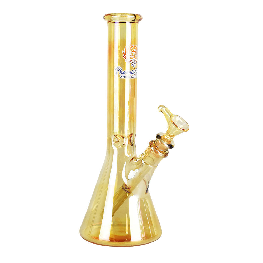 Phoenix Rising 11" Metallic Beaker Water Pipe with Borosilicate Glass, Front View