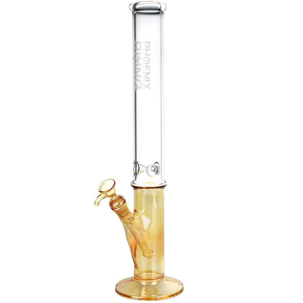 Phoenix Rising Shine-Based Straight Tube Bong in Borosilicate Glass with Clear Tube