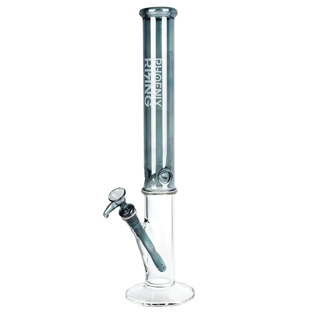 Phoenix Rising 18" Tall Straight Tube Borosilicate Glass Water Pipe with 14mm Bowl - Front View