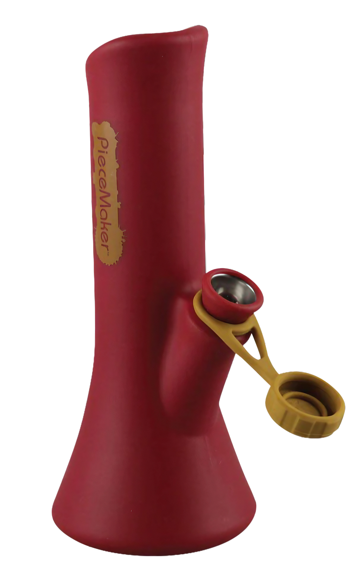 PieceMaker "KaliGo" Red Silicone Bong with 45 Degree Joint and Removable Bowl, Front View