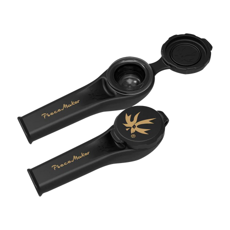 Piecemaker Karma Kayo black silicone pipe with cap, portable 3.5" spoon design, top view