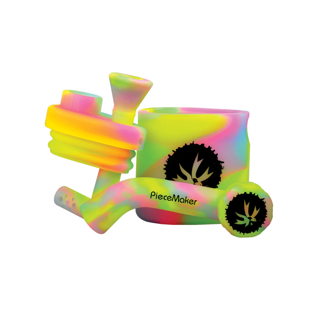 Piecemaker Klutch Silicone Water Pipe in Assorted Colors with Logo, Front View