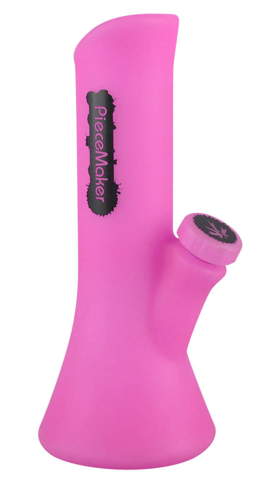 PieceMaker Kali Water Pipe in Vibrant Pink - Portable 8.5" Silicone Bong for Dry Herbs