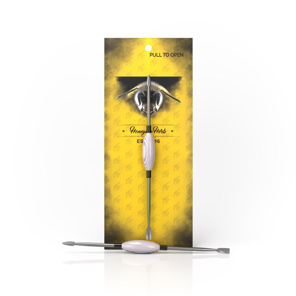 Honeybee Herb OVAL DAB TOOL in Pink - Front View on Branded Packaging