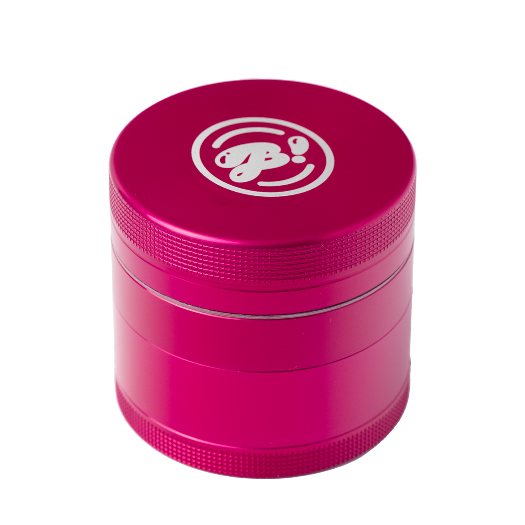 BigFun! Medium Pink Aluminum Grinder with Diamond Teeth & Pollen Sifter - Front View