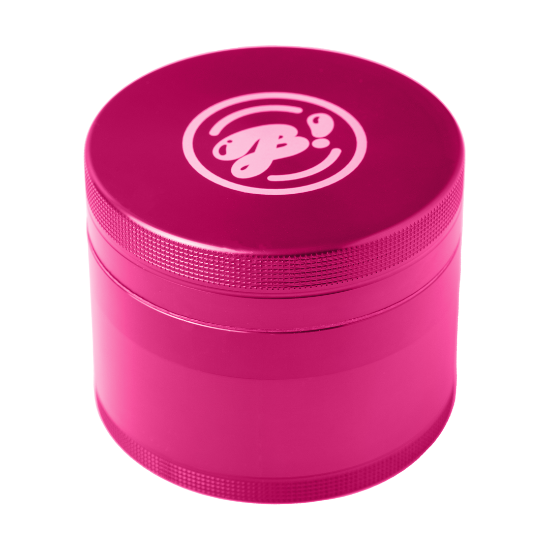 BigFun! XL Pink Aluminum Herb Grinder, 3" Diameter with Diamond Teeth & Pollen Sifter - Top View