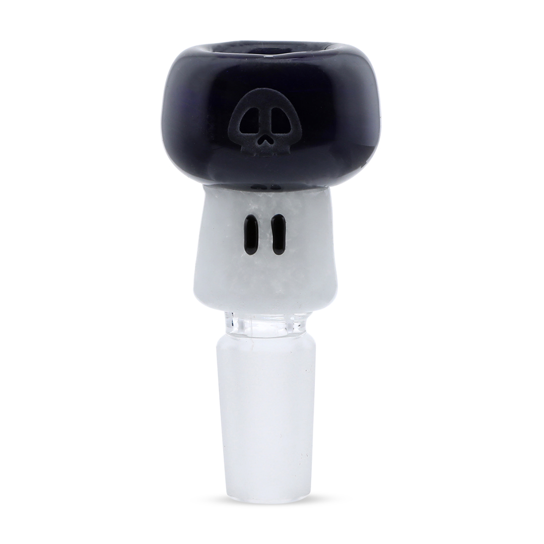 Empire Glassworks Poison Mushroom Bowl Piece, front view on seamless white background