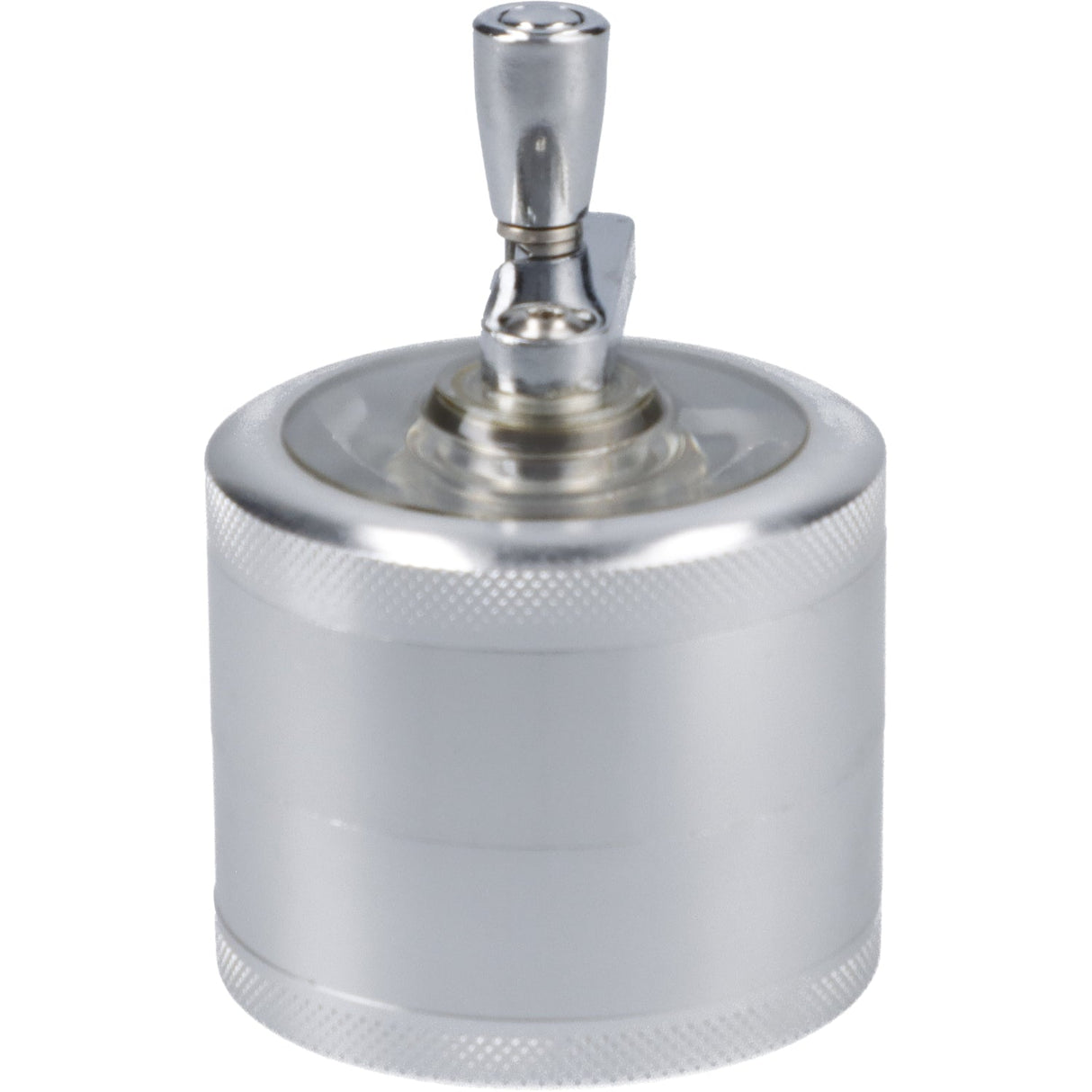 Precision Aluminum Grinder in Silver - 61mm - Compact Design with Textured Grip - Top View