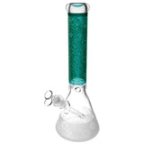 Primrose Etched Beaker Water Pipe with intricate designs, 15" height, and heavy wall borosilicate glass