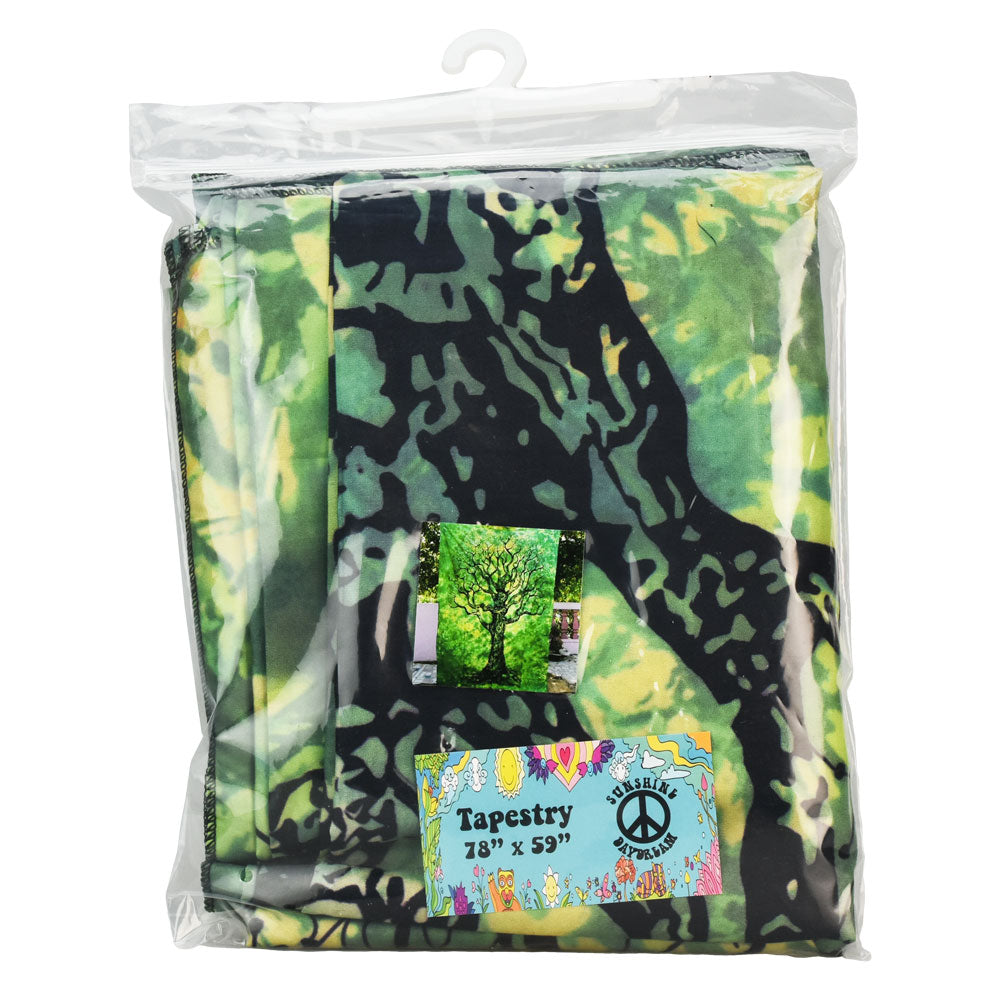 Packaged Psychedelic Tree of Life Tapestry, Polyester Material, 78" x 59", Front View