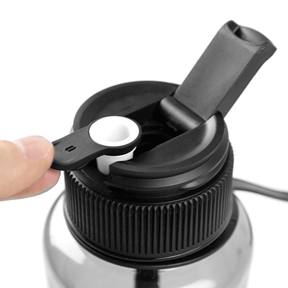 Close-up of Puffco Budsy Water Bottle Water Pipe's mouthpiece, 14mm F joint, portable design