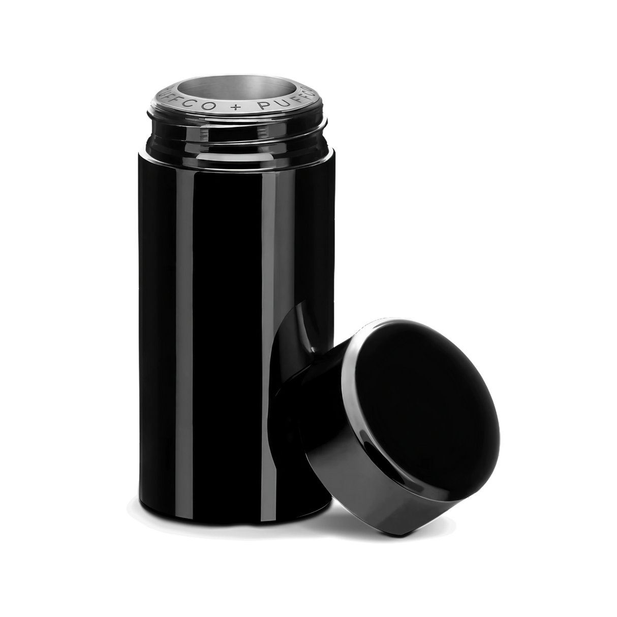 Puffco Plus Portable Dab Pen in black with ceramic chamber, side view on white background