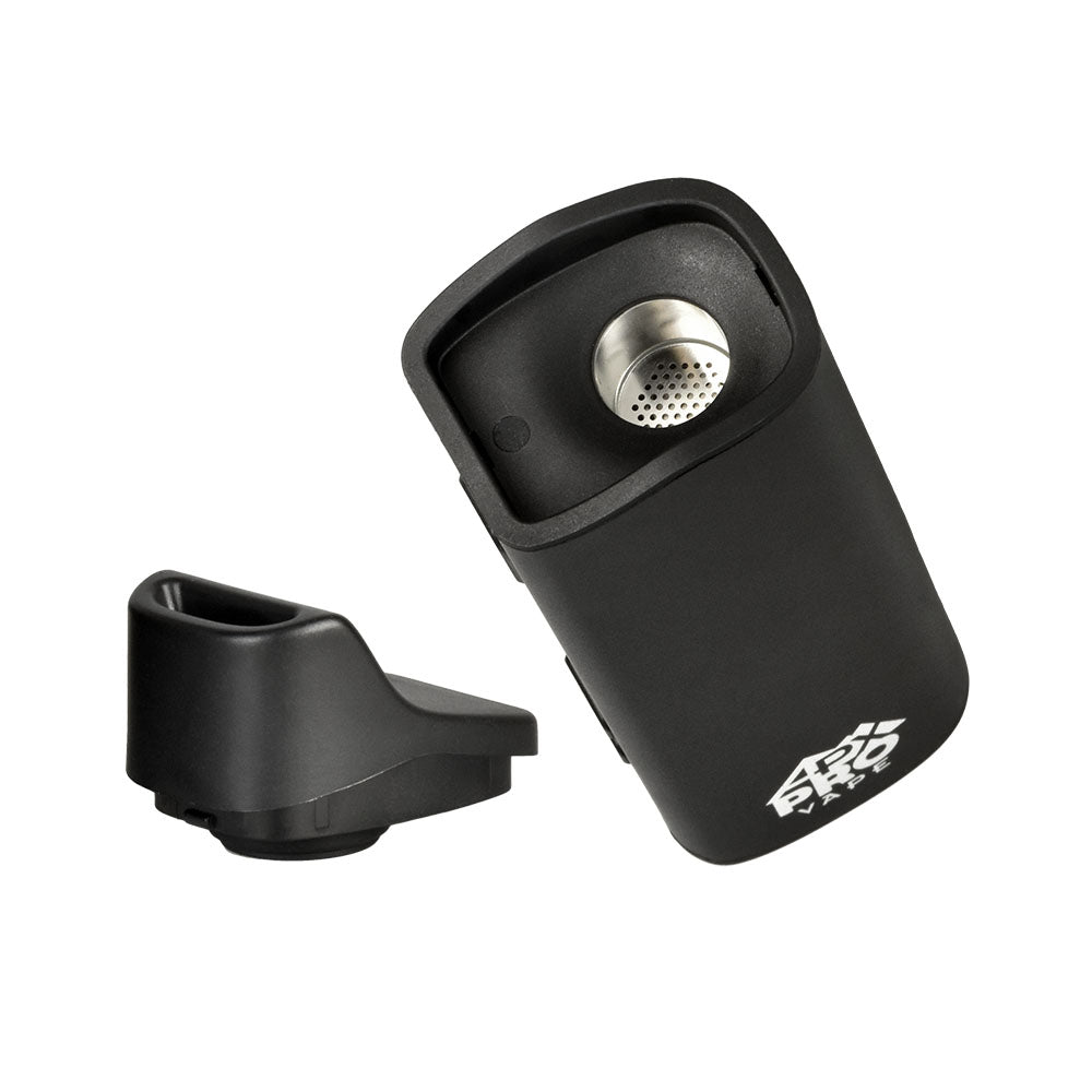 Pulsar APX Pro Dry Herb Vaporizer in black with open chamber and mouthpiece detached, 2100mAh