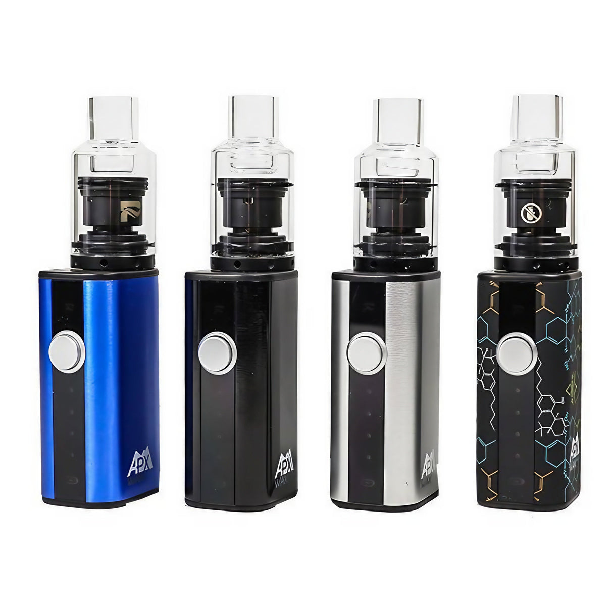 Pulsar APX Wax Vaporizers in various colors with quartz chambers and battery power, front view