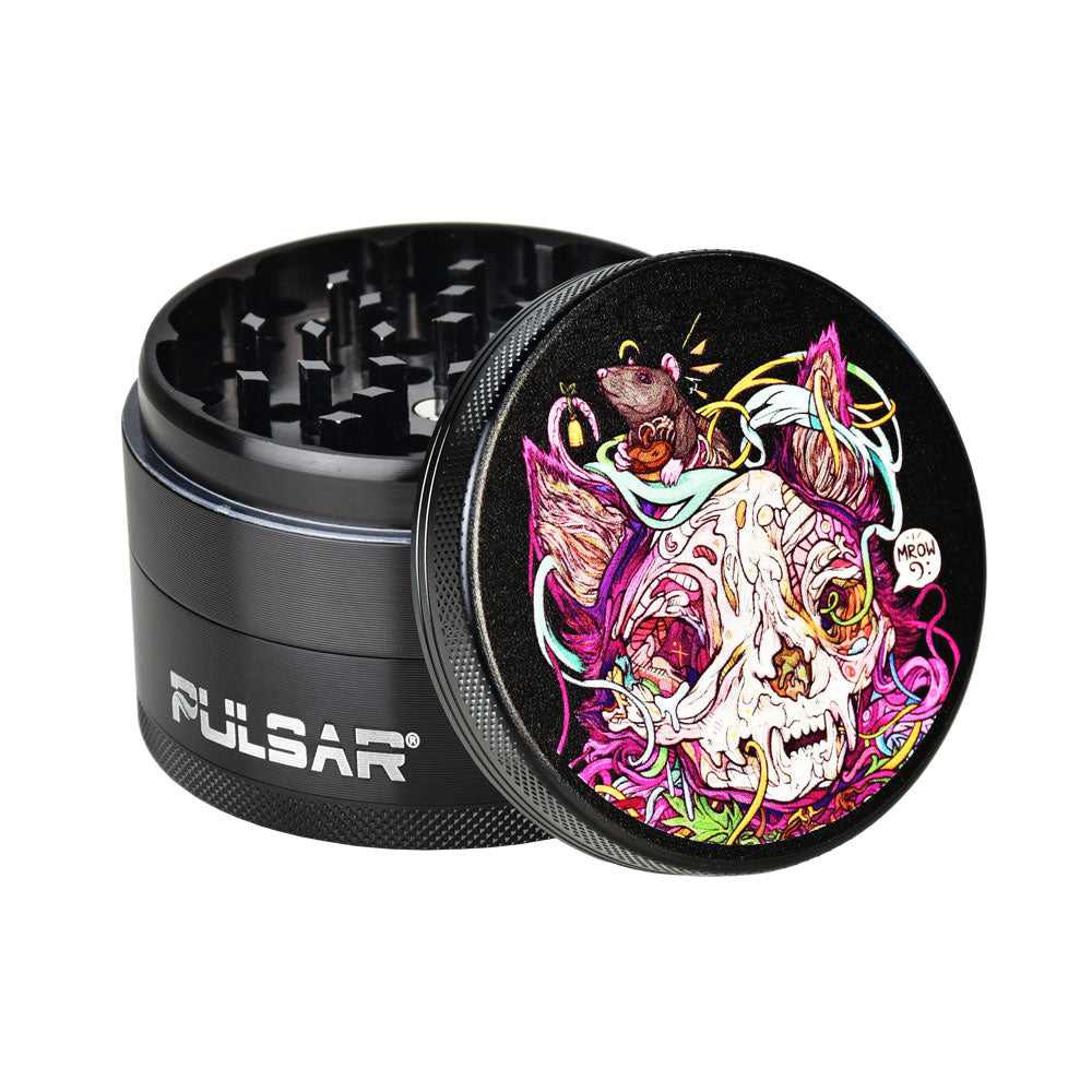 Pulsar Artist Series 4-Piece Metal Grinder - MrOw Design, 2.5" Compact Size