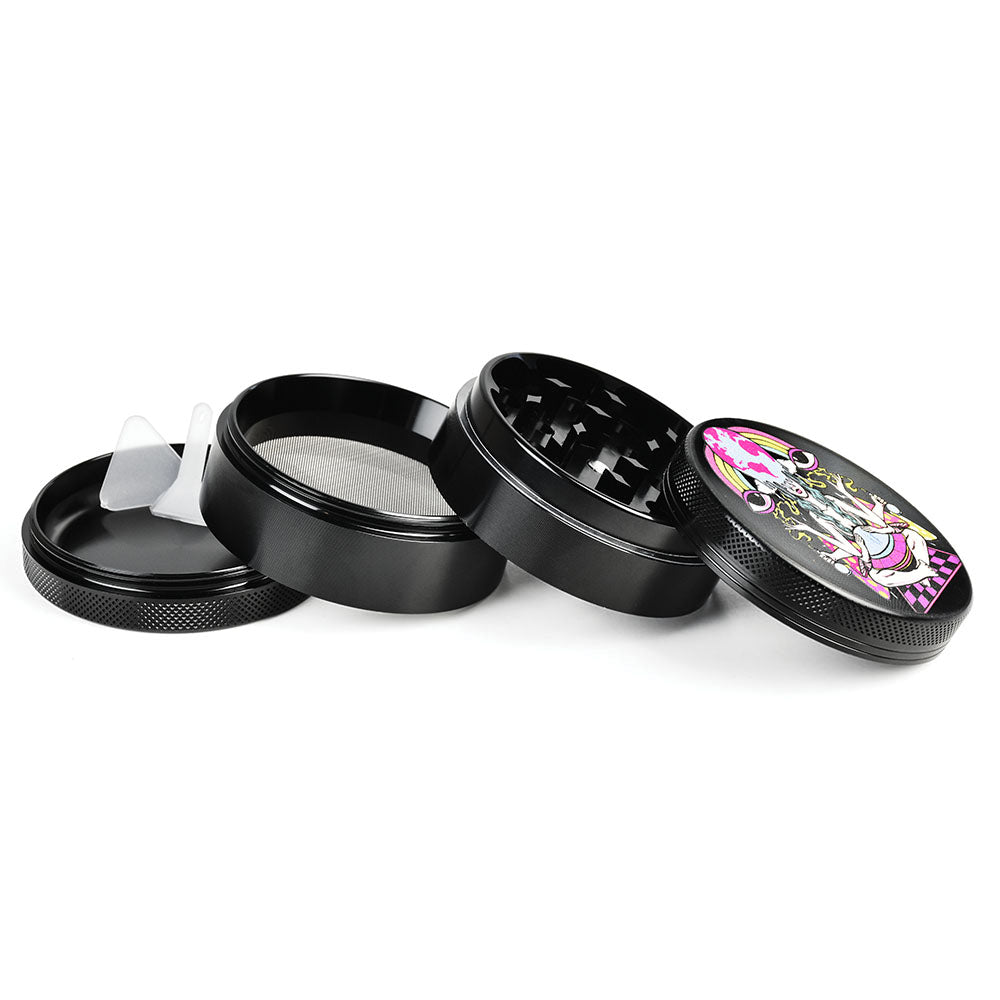 Pulsar Artist Series 4pc Grinder - Meditation design, disassembled view showing all parts