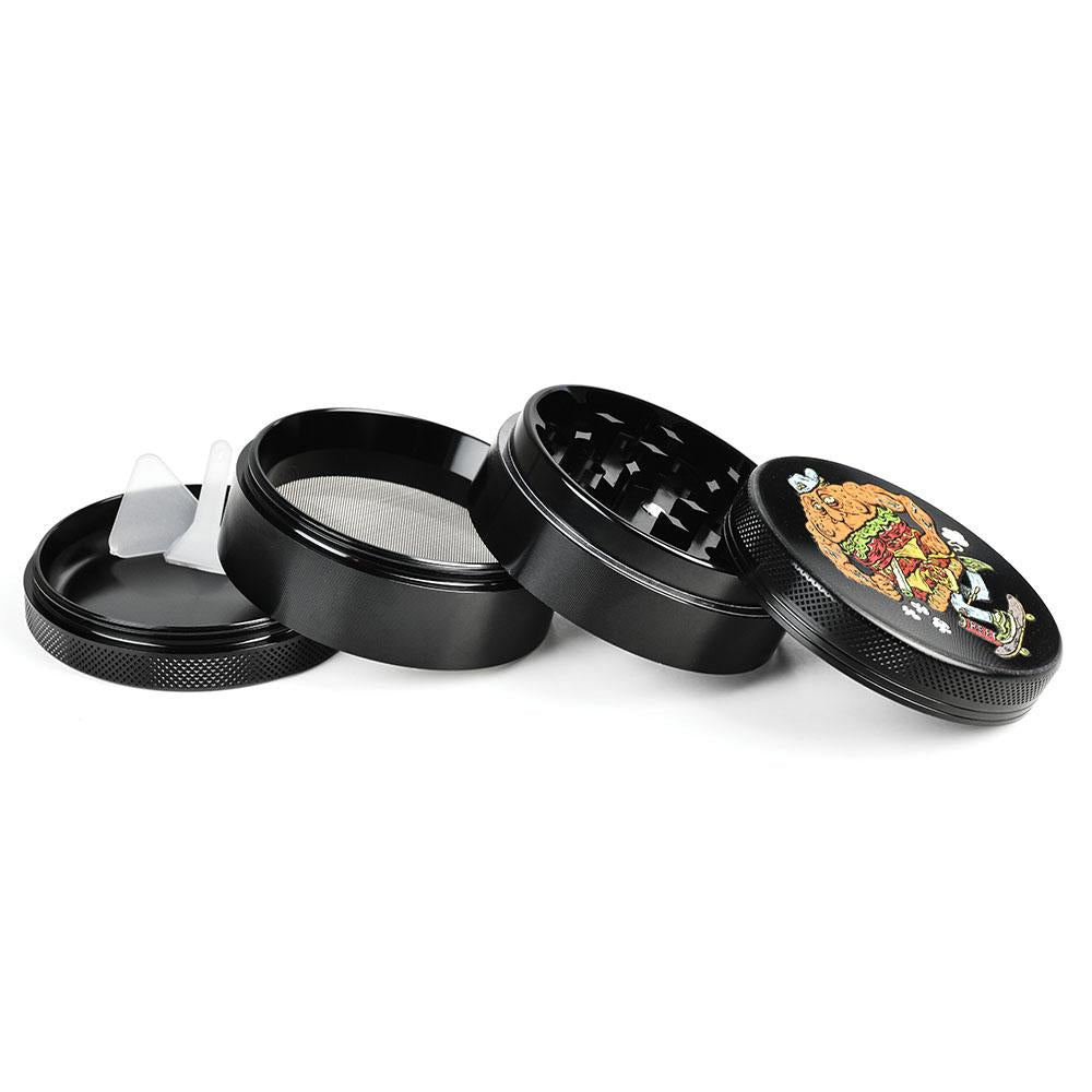 Pulsar 2.5" Skateburger Artist Series 4-Part Metal Grinder with Kief Catcher and Scraper
