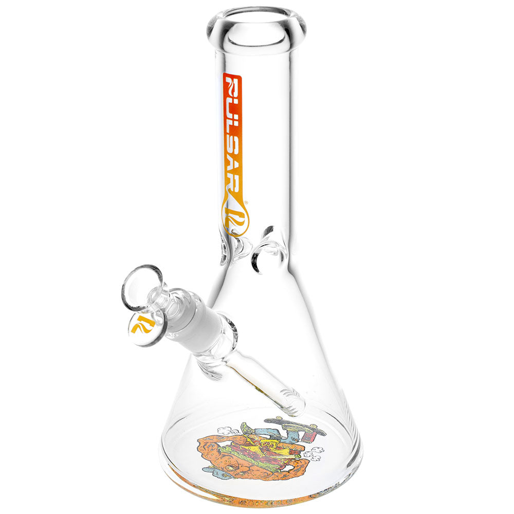 Pulsar Bottoms Up Skateburger Beaker Water Pipe, 10", 14mm Female Joint, Borosilicate Glass