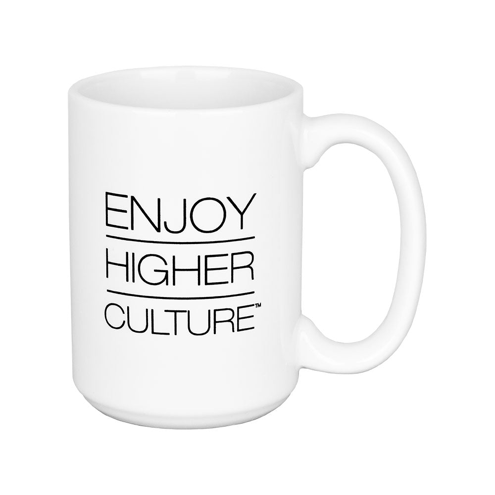 Pulsar Ceramic Mug with Sacred Cat Geometry design, 15oz, front view on white background