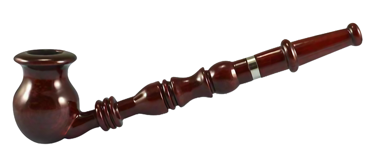 Pulsar Churchwarden Rosewood Pipe, 9" long, for dry herbs, side view on white background