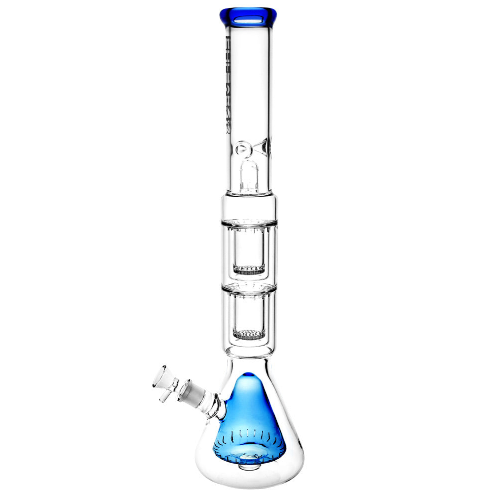 Pulsar Double Inverted Showerhead Perc Beaker Bong for Dry Herbs, 21.5" Tall, Front View