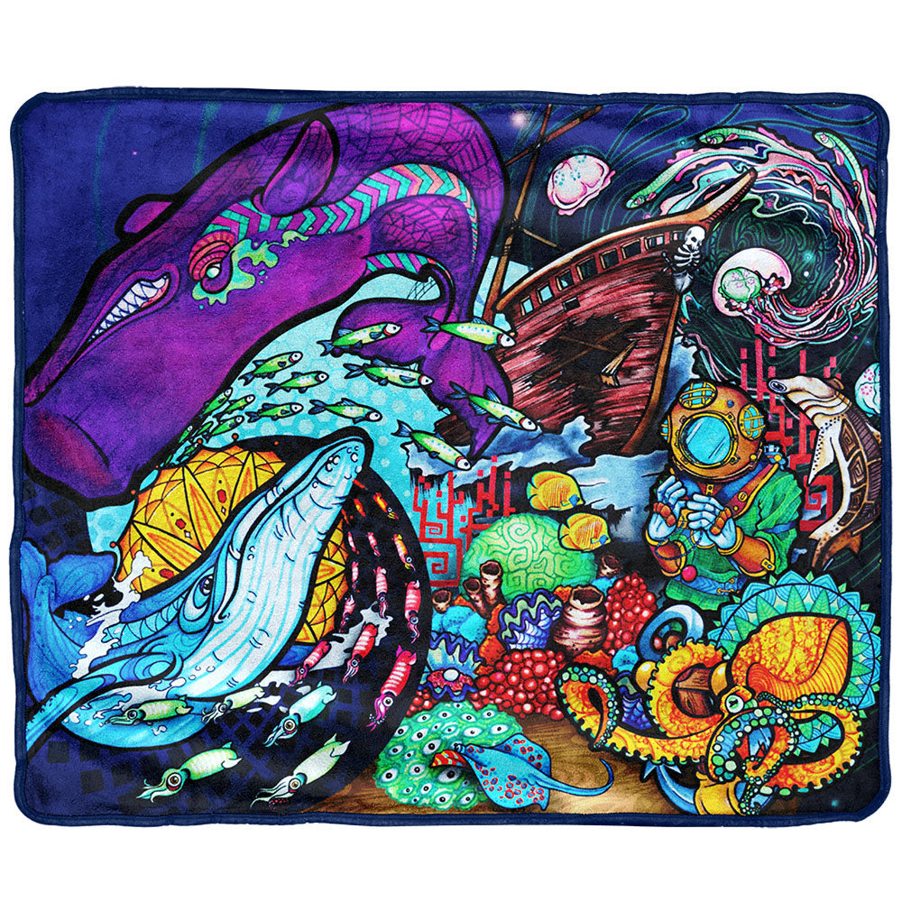 Pulsar Fleece Throw Blanket | Psychedelic Ocean