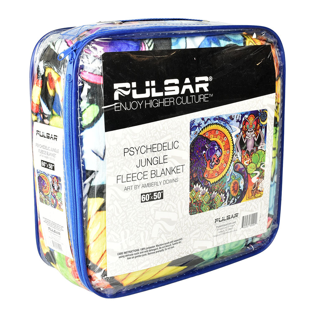 Pulsar THC Blueprint Fleece Throw Blanket in packaging, 50" x 60" psychedelic design