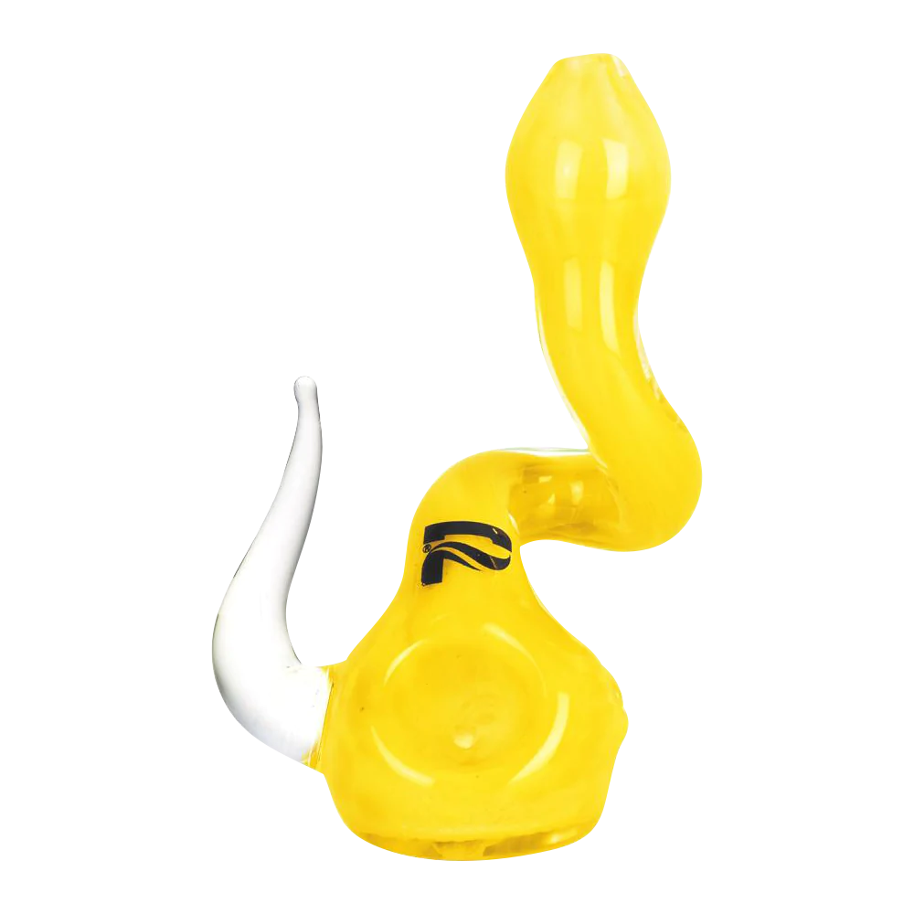 Pulsar Glass Twisted Standup Hand Pipe, Compact 4" Design, Yellow Borosilicate, For Dry Herbs