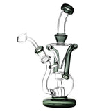 Pulsar Gravity Ball Rig Recycler, 9.5" tall, 14mm female joint, borosilicate glass, front view