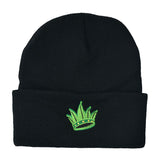 Pulsar Hemp Crown Beanie Cap in Black Acrylic, One Size with Embroidered Logo - Front View