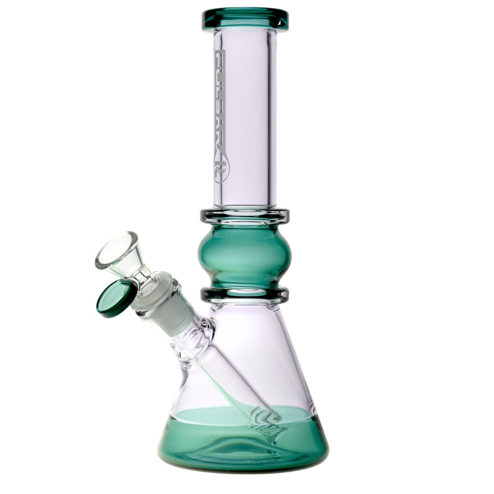 Pulsar High End Beaker Water Pipe, 9" 14mm Female, Borosilicate Glass, Assorted Colors, Front View