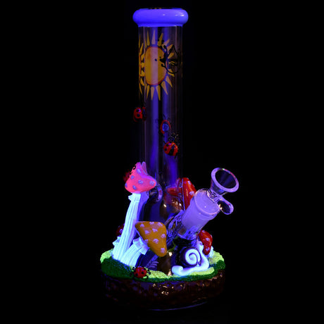 Pulsar Ladybug Shroom Beaker Water Pipe, 10.25" tall, with colorful mushroom design