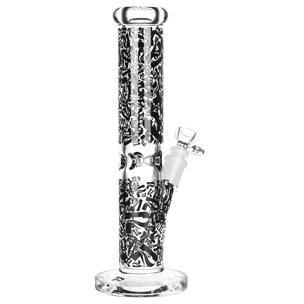 Pulsar Camo Series Straight Tube Borosilicate Glass Bong, 12", 14mm Female - Front View