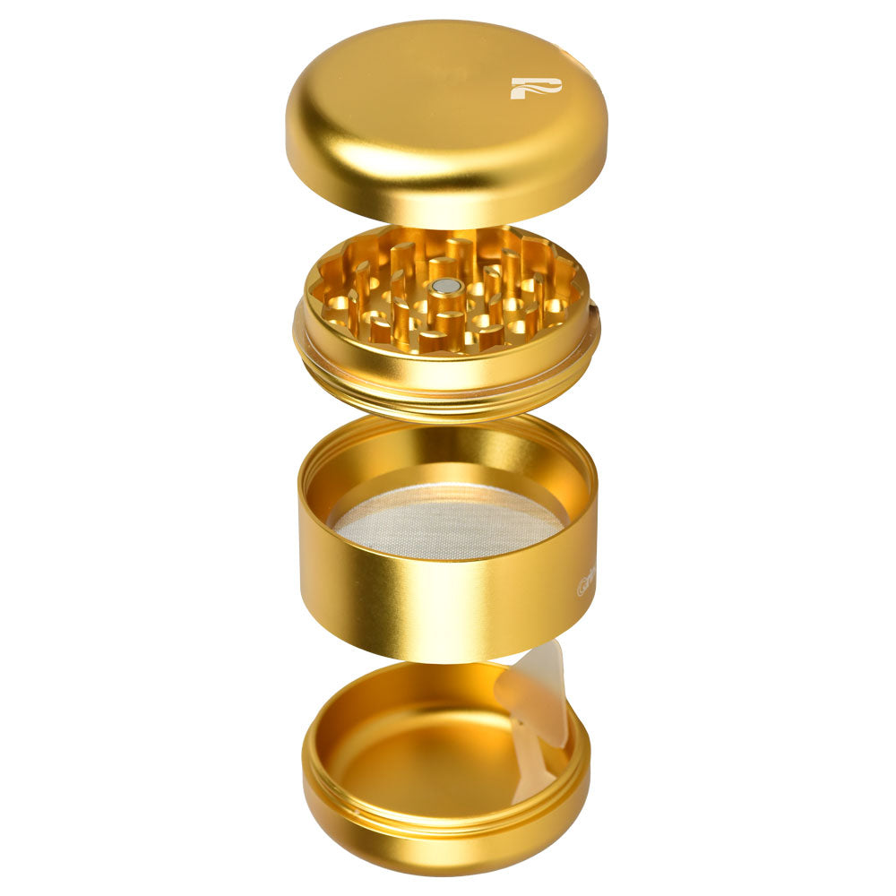 Pulsar Matte Grinder in Gold - 4 Piece Aluminum with Steel Screen, 2.25" Diameter, Portable