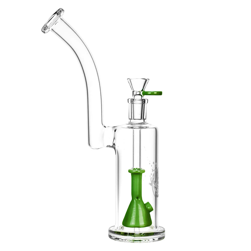 Pulsar Mini Beaker Perc Inception Bubbler with thick borosilicate glass and angled mouthpiece