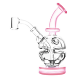 Pulsar Mini Holey-Egg Dab Rig with Quartz Banger, 6" Tall, 45 Degree Joint, Pink Accents