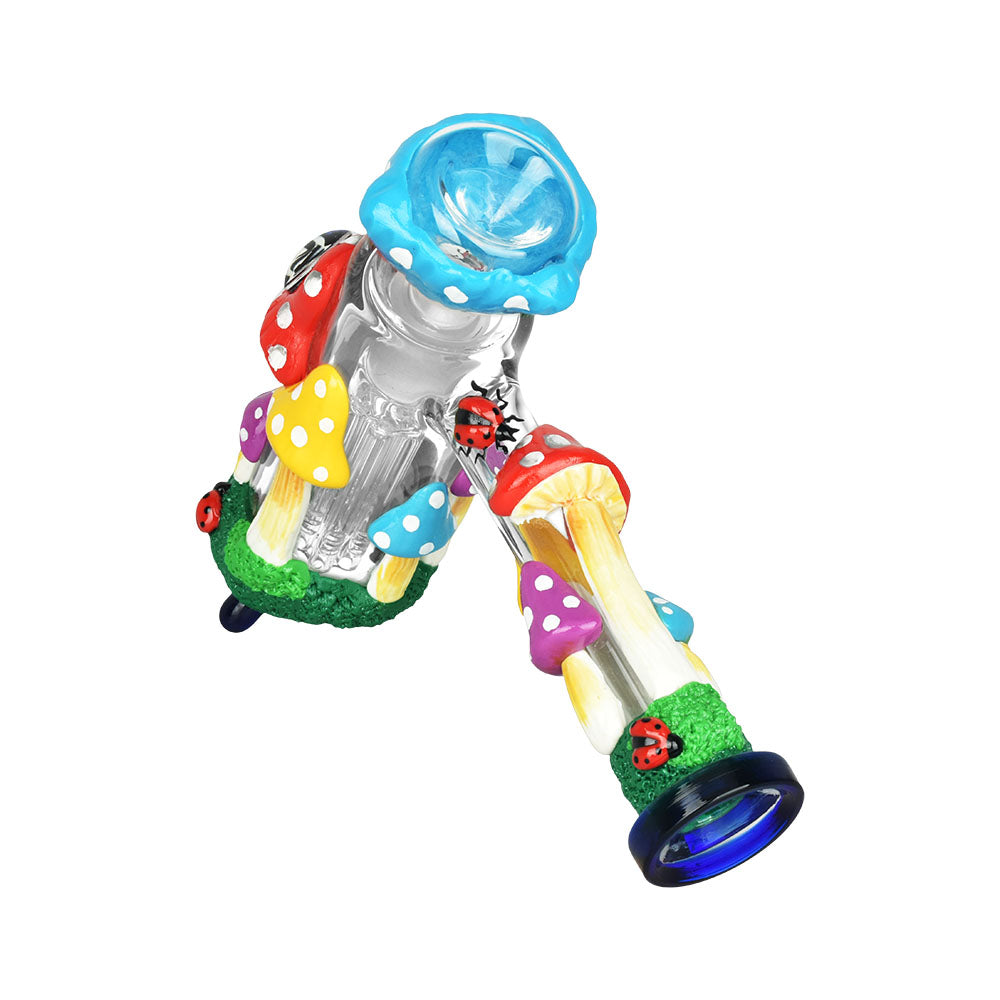 Pulsar 8" Old School Shroom Bubbler Pipe with vibrant mushroom design on white background