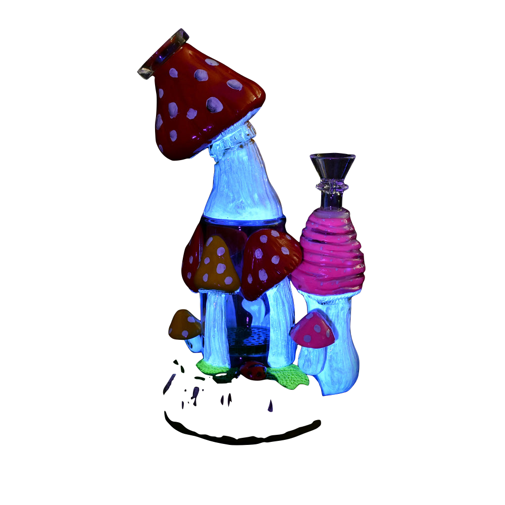 Pulsar Old School Shroom Water Pipe, 9" height, 14mm female joint, with honeycomb percolator, front view