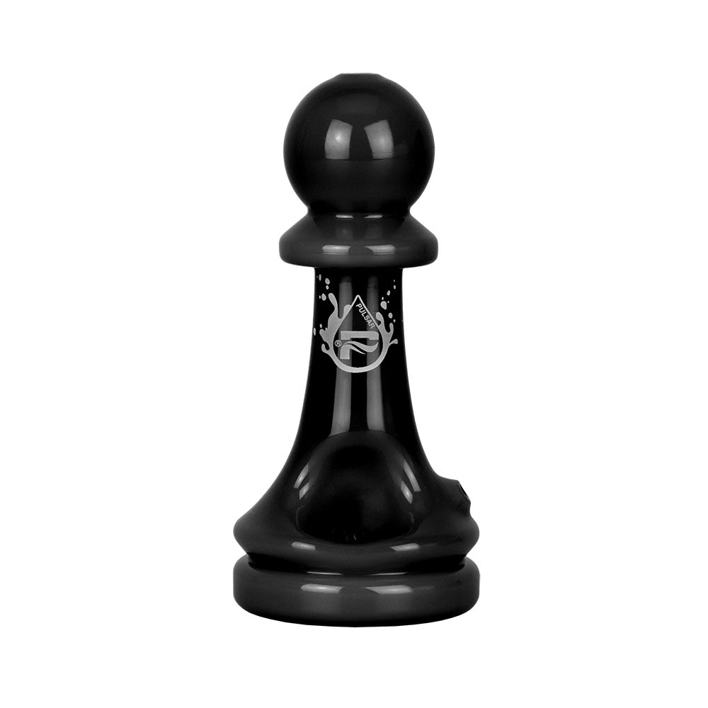 Pulsar Pawn Chess Piece Hand Pipe in Borosilicate Glass, Front View on Seamless White Background