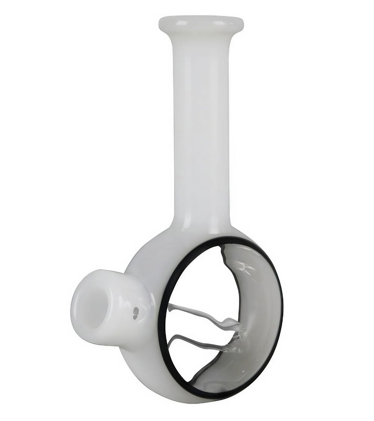 Pulsar Pocket Bubbler in white borosilicate glass, compact design with a deep bowl, perfect for dry herbs