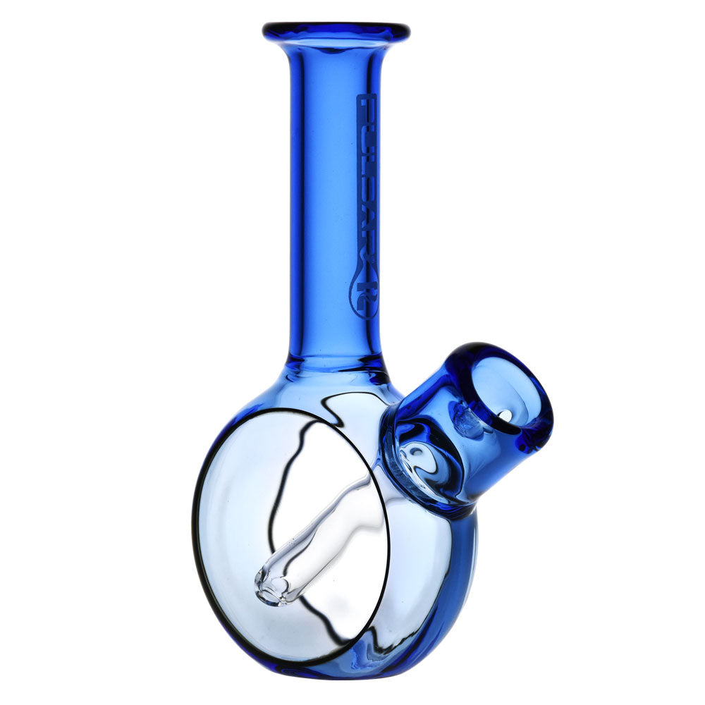 Pulsar Pocket Bubbler in blue, compact 5.25" borosilicate glass, portable design, front view