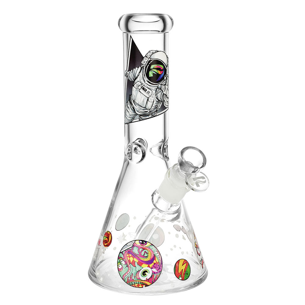 Pulsar Psychedelic Spaceman Beaker Water Pipe, 10.5", 14mm Female, Borosilicate Glass