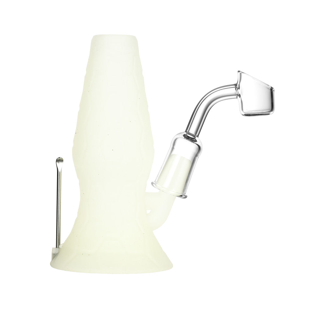 Pulsar RIP Mini Lava Flow Dual Rig, 4.5" tall, 14mm quartz banger, silicone body, front view