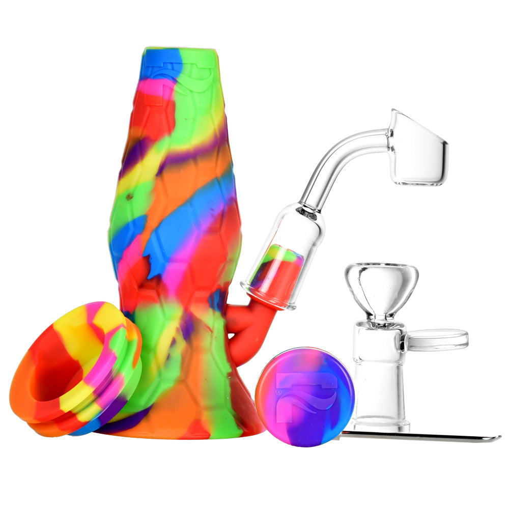 Pulsar RIP Mini Lava Flow Dual Rig, 4.5", 14mm, Silicone & Quartz, Front View