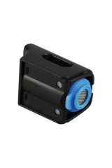 Pulsar Shift Vaporizer in black with blue trim, 3" quartz chamber, battery-powered, for dry herbs and concentrates