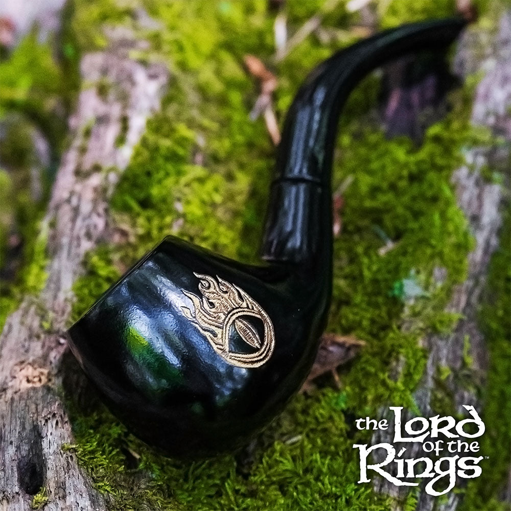 Pulsar Shire Pipes SAURON™ Wooden Smoking Pipe with Engraved Design, Outdoor Mossy Background