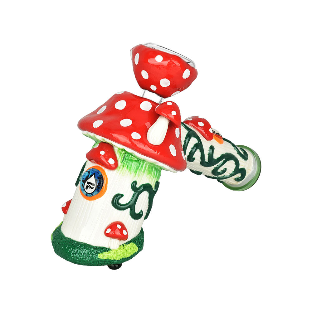 Pulsar Shroom House Bubbler Pipe, 8 inch, 19mm Female Joint, Borosilicate Glass, Angled Side View