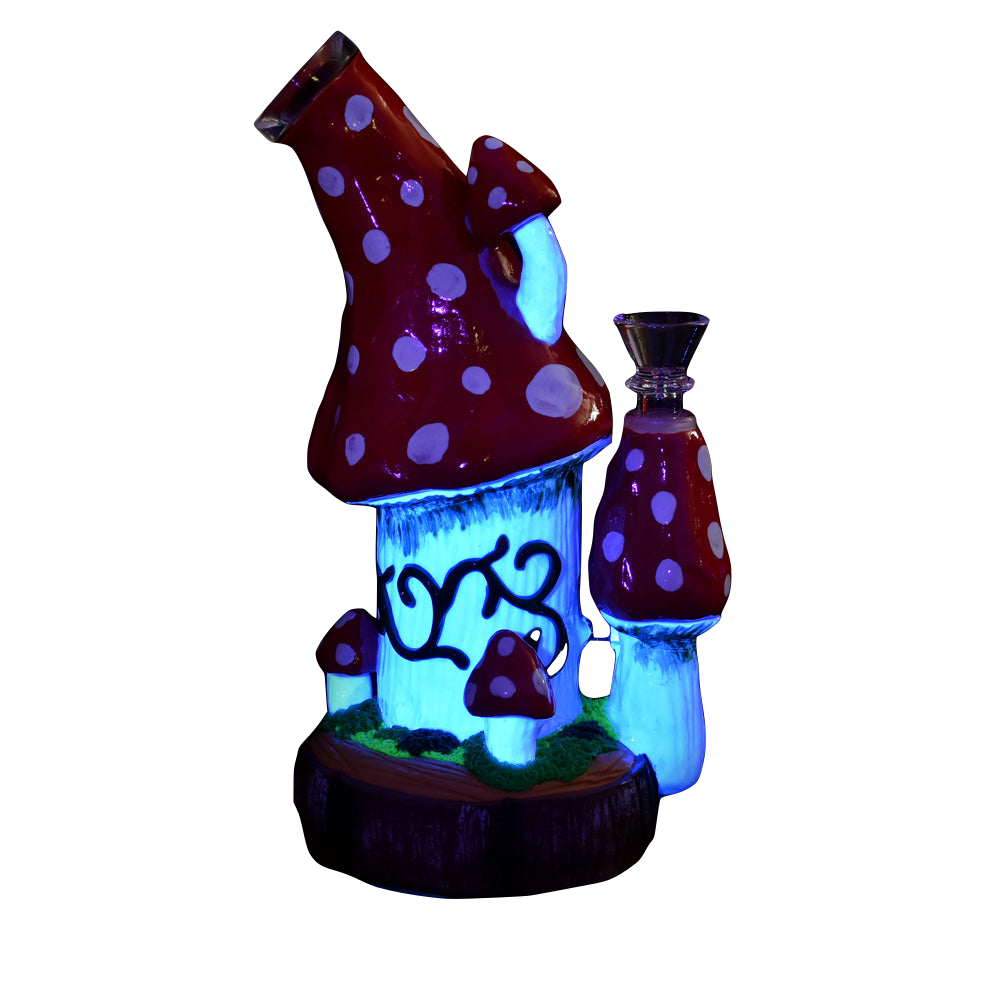 Pulsar Shroom House Water Pipe, 9 inch with 14mm female joint and honeycomb percolator, front view